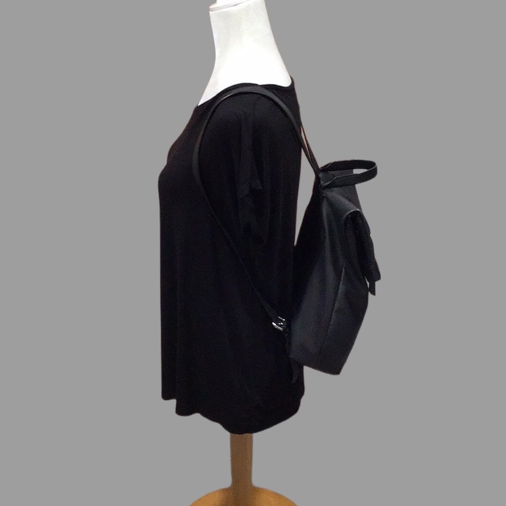 DKNY Tilly Graffiti Fold-Over Backpack, Faux Leather, Graffiti Logo Print, Black - Picture 4 of 12